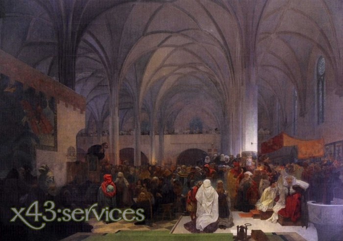 Alfons Mucha - Jan Hus in der Bethlehem-Kapelle in Kazan